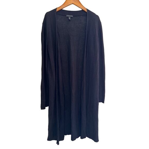 Eileen Fisher Sweaters - Eileen Fisher Long Cardigan Minimalist Casual Black Organic Cotton Silk Blend M